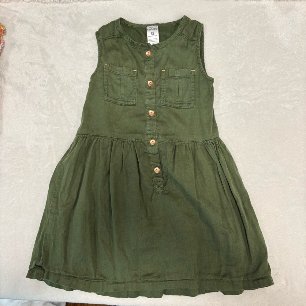 Carters 3T sleeveless green dress toddler girl